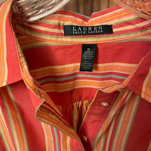 Women’s 1X Ralph Lauren L/S Striped Blouse - Picture 3 of 4